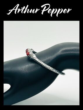 Vintage Signed ART Red Cabochon Cuff Bracelet - Arthur Pepper